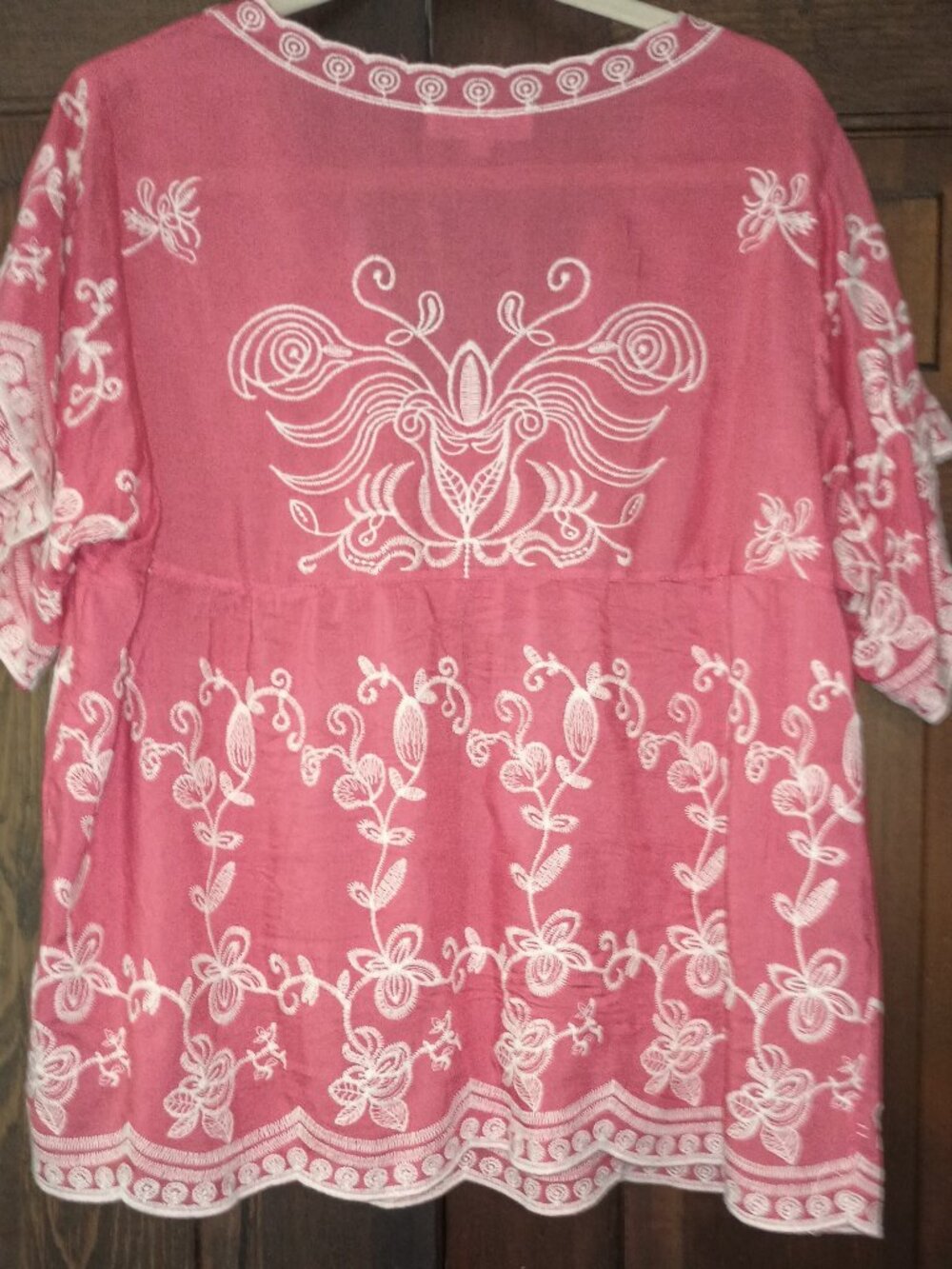 Embroidered Coral Blouse/Top
